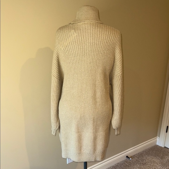 Noisy May Sweater Dress Turtleneck Tan Cable Knit Design Warm Cozy Women's Sz XL - Picture 2 of 13